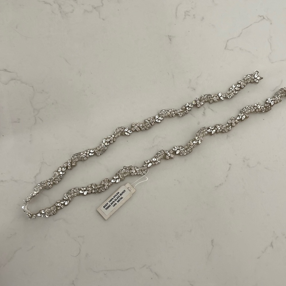 Jardin glass bead thin wedding belt
